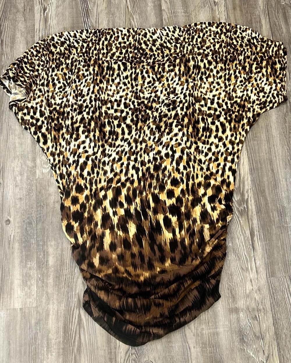 Carmen Marc Valvo Leopard Print Ruched Swim Coverup M/L - Picture 4 of 4